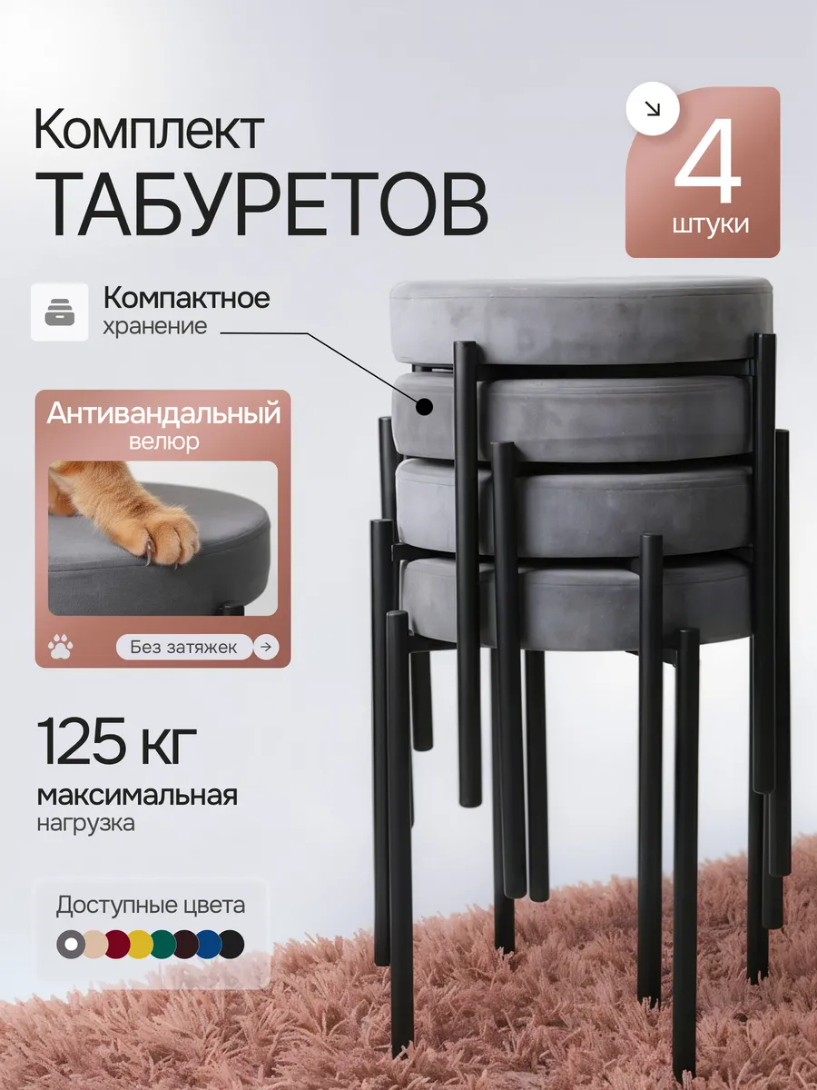Комплект табуретов для кухни из 4 штук