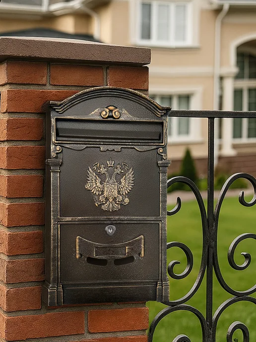 MyPost Ящик для почты металлический Герб, коричневый, фото 2