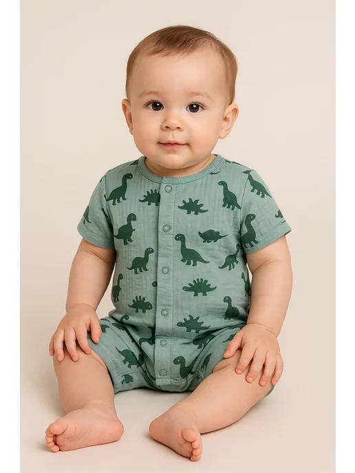 Kari baby Песочник для малышей муслиновый зеленый с принтом, зеленый, фото 6