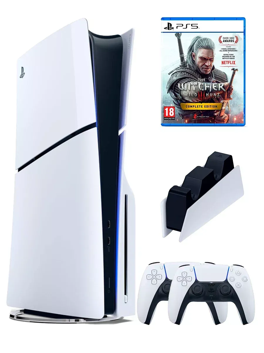 SONY PS5 Игровая приставка PlayStation 5 Slim + игра Wither 3