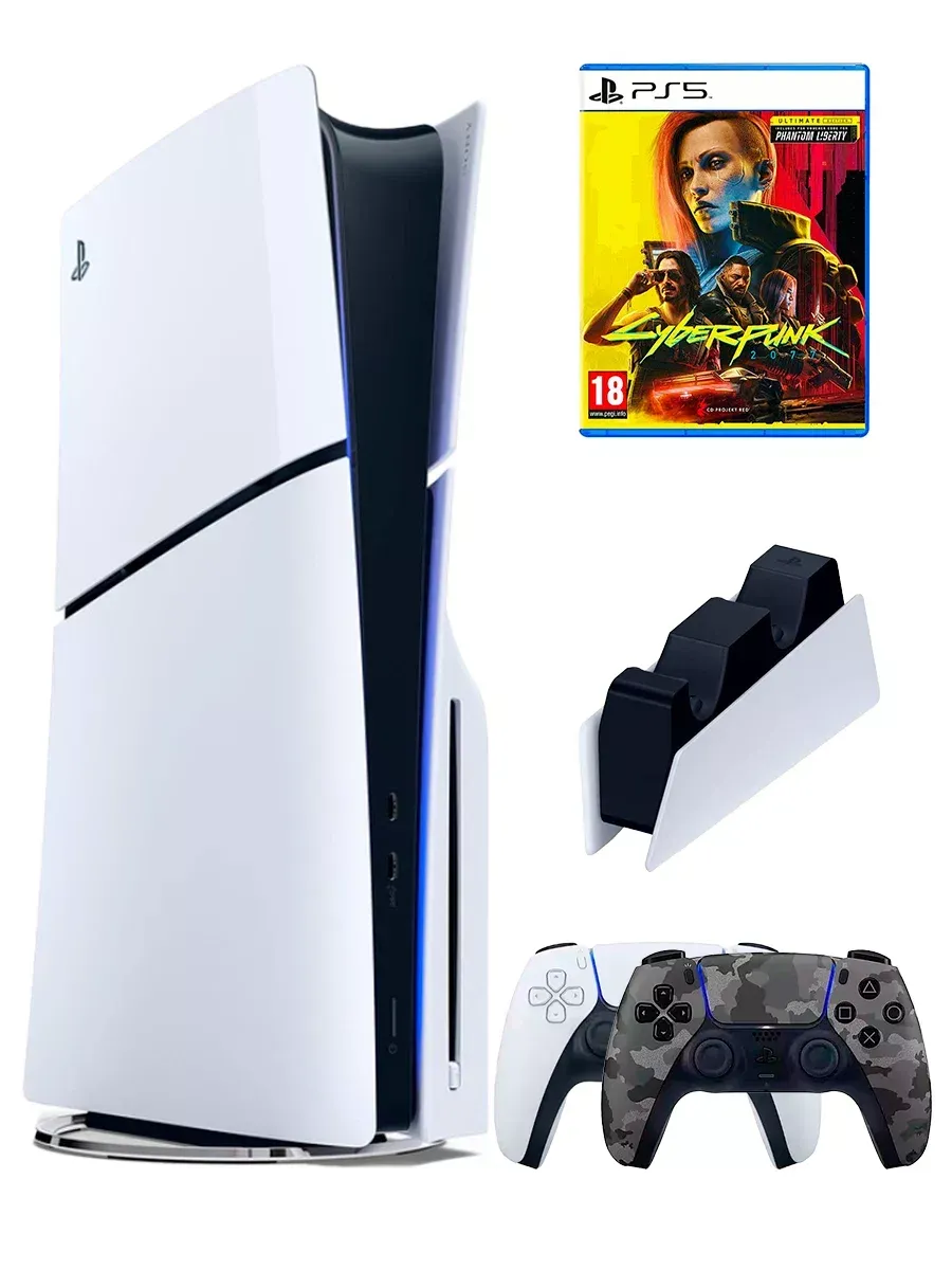 SONY PS5(ПС5) Игровая приставка PlayStation 5 Slim + Cyberpunk