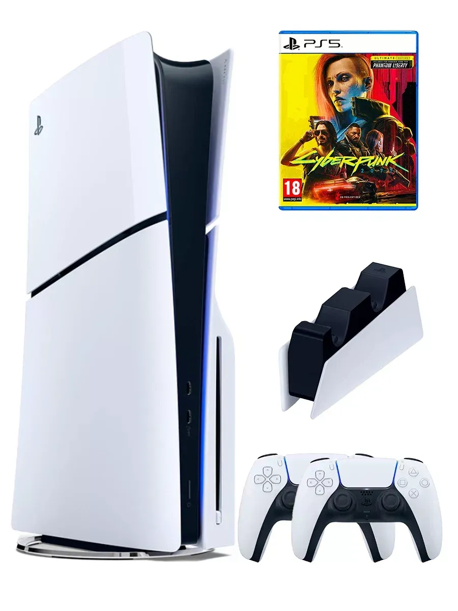 SONY PS5(ПС5)Игровая приставка PlayStation 5 Slim + Cyberpunk
