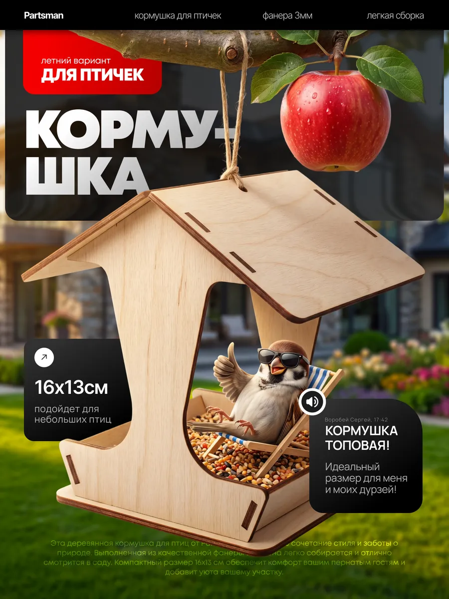 Кормушка для птиц, модель для сборки