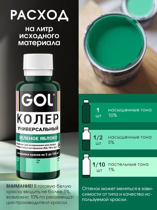 GOL Колер универсальный Зеленое Яблоко 100мл, 100 мл, фото 2