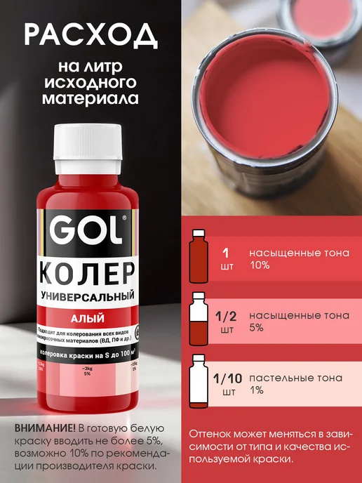 GOL Колер универсальный Алый 100мл, 100 мл, фото 2