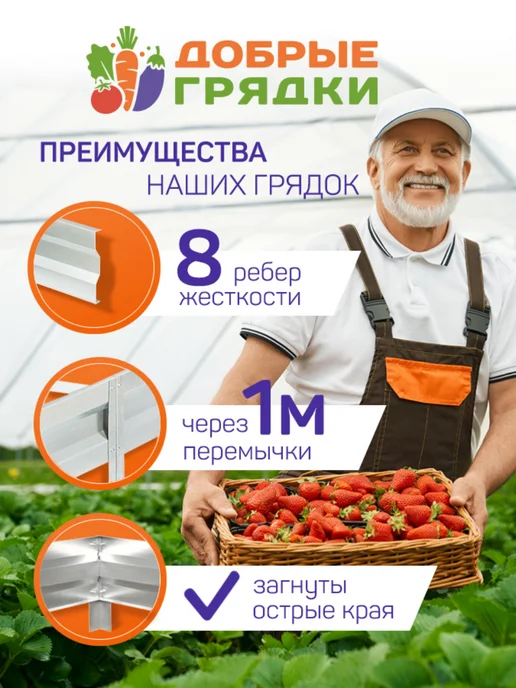 Добрые грядки Грядки оцинкованные металлические садовые для дачи 4 м, 4 м, фото 2
