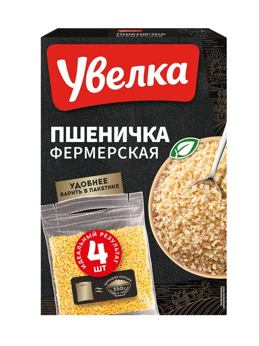 Увелка Крупа Гречка Фермерская 4 х 80 г, 4x80, 80 г