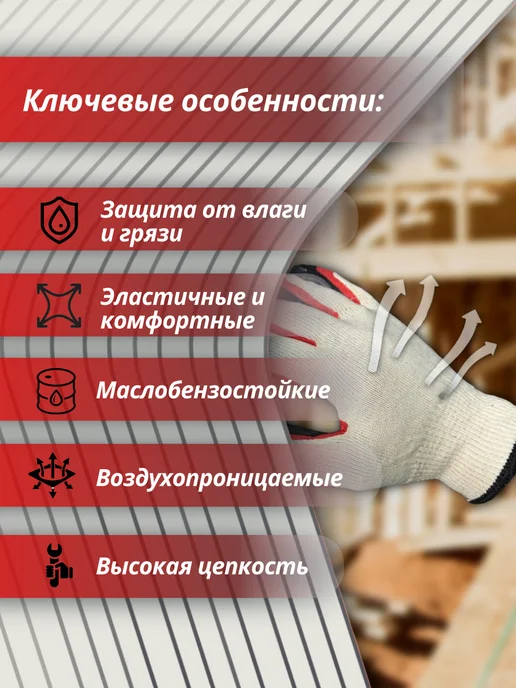 СизСегмент Перчатки рабочие плотные с двойным обливом 10 пар, черный, фото 2