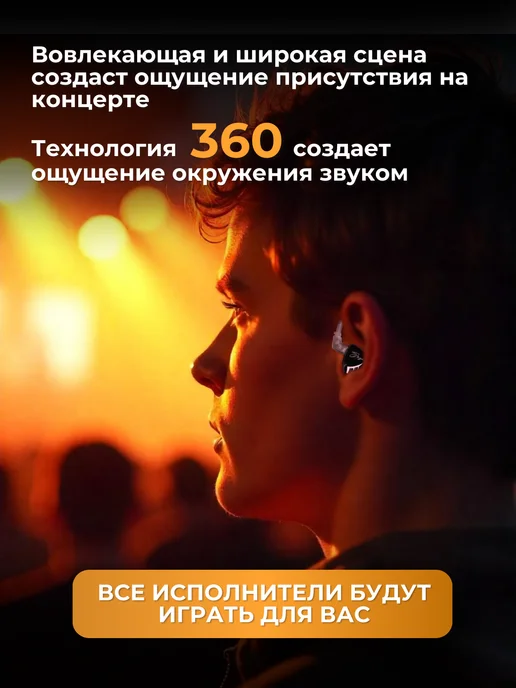 KZ acoustic SНОР Наушники проводные для телефона с микрофоном KZ Saga, черный, фото 7