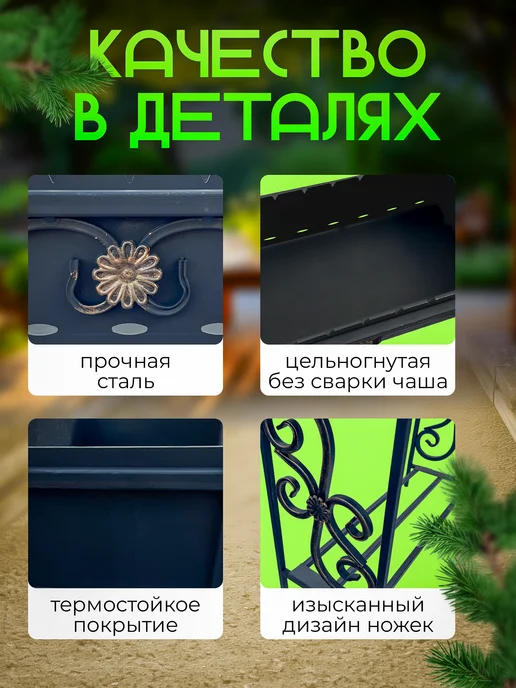 ЖАРЬ-ПАРЬ! Мангал складной многоразовый для дачи гриль и барбекю 4мм, черный, фото 2