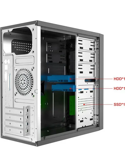 Foxline Корпус для компьютера FZ-059-SX450R-U32C MiniTower чёрный, черный, фото 7