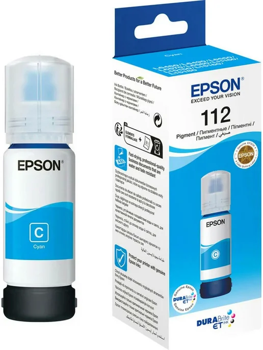 Чернила Epson 112 C13T06C24A голубой70мл для Epson L11160/L15150/L15160, голубой, фото 3