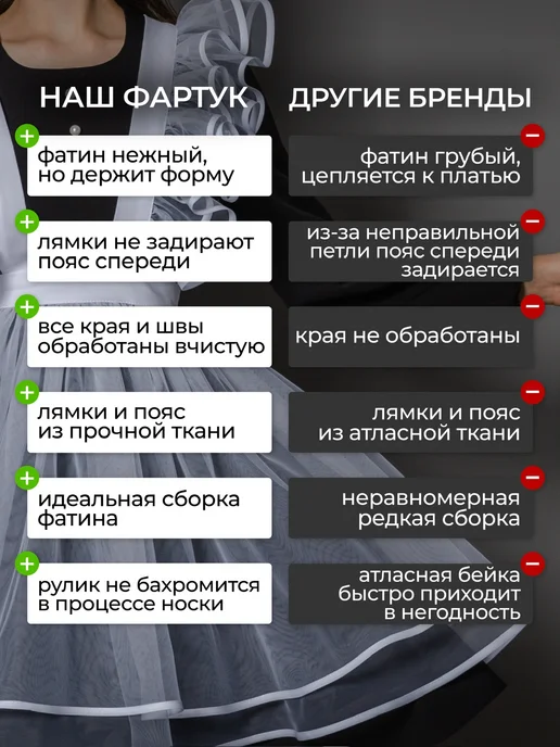 School_vorotnichok Фартук школьный белый на 1 сентября, белый, фото 6
