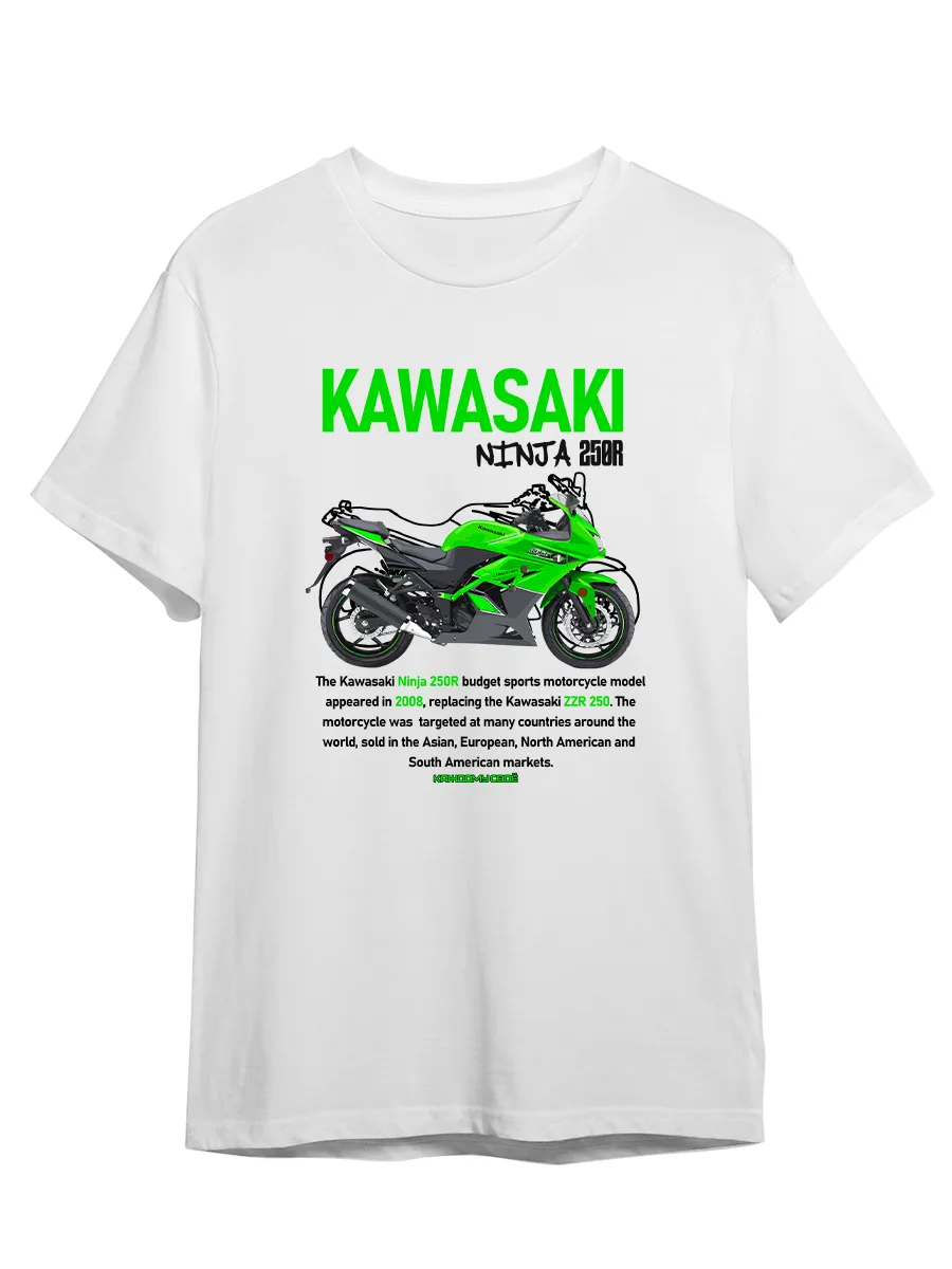 Футболка Kawasaki Ninja 250R Мотоцикл Спорт Гонки Скорость