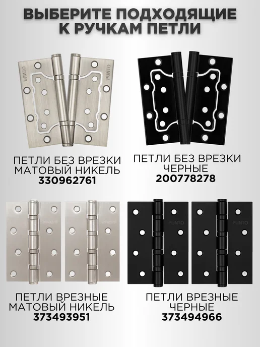 Punto Петля дверная накладная бабочки без врезки 2 шт. никель, 2 шт, фото 2