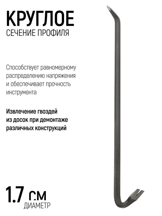 FIT FINCH INDUSTRIAL TOOLS FIT Гвоздодер 600 х 16 мм монтировка W2, 700x17 мм, фото 3