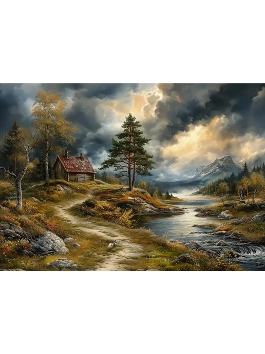 1001puzzle Пазл Алма деревянный 1000 деталей На пороге бури, серый, фото 2