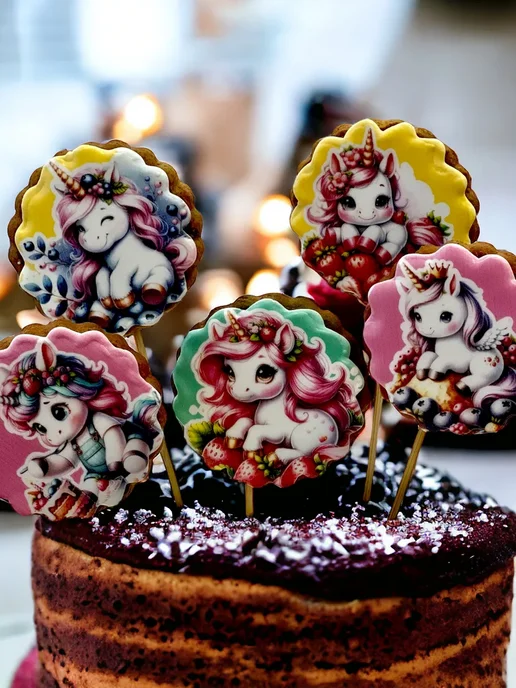 Art sweets Пряники имбирные на торт Единороги 5шт, 5 шт, фото 3