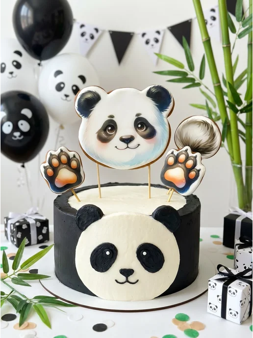 Art sweets Имбирные пряники на торт Панда 4 шт, 4 шт