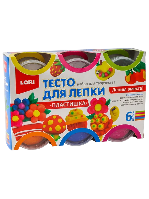 lori Тесто для лепки. Пластишка. Набор №10, 6 цв. по 80 гр, 80 г, фото 3