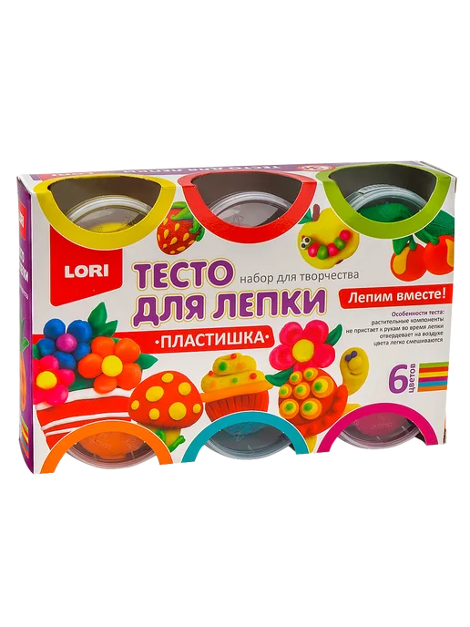 lori Тесто для лепки. Пластишка. Набор №13, 6 цв. по 80 гр, 80 г, фото 3