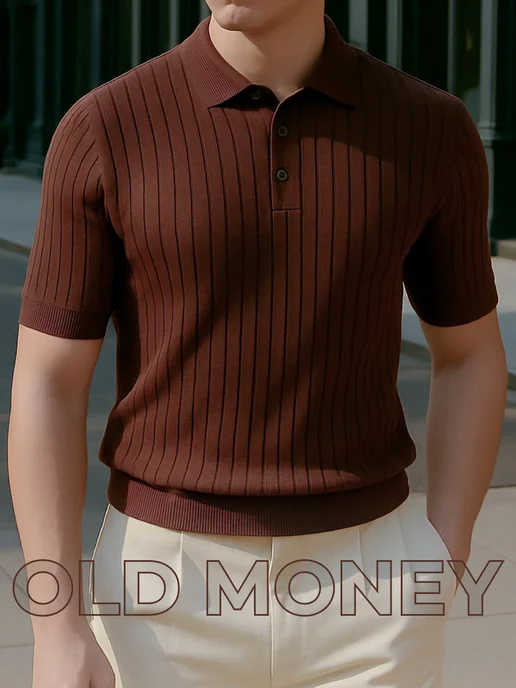 Футболка поло old money в рубчик летняя с коротким рукавом OldZone