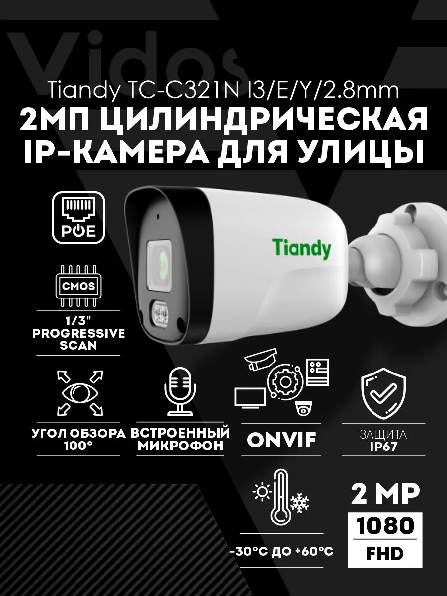 IP камера TC-C321N I3/E/Y/2.8mm/V2.0 2mp с микрофоном