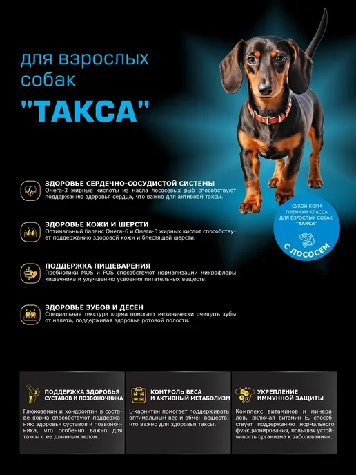 Сухой корм QUATTRO Такса для собак, лосось, 12 кг, фото 2