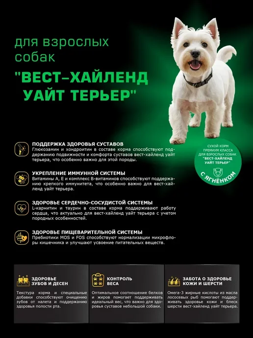 Сухой корм QUATTRO Вест-Хайленд Уайт для собак, ягненок, 12 кг, фото 2
