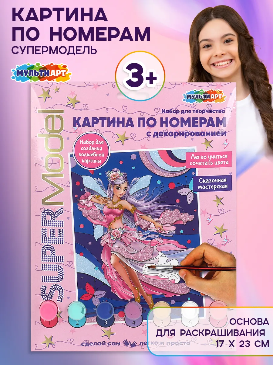 Картина по номерам на холсте Супермодель 17х23 см