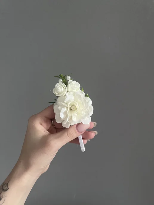 SunWedding Бутоньерка для жениха, белый, фото 2