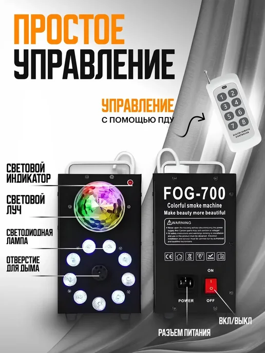 Генератор дыма Cloud Generator, c подсветкой, 250 мл, фото 4