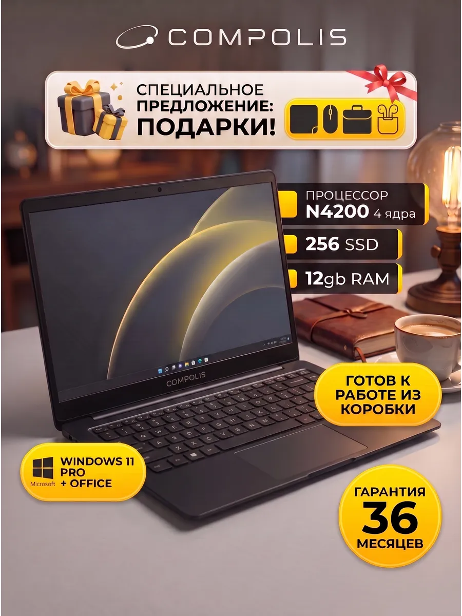 Ноутбук для работы и учебы мощный 15,6" IPS 12/256 GB