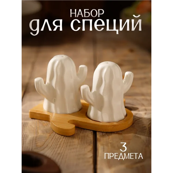 Баночки для специй на подставке набор "Кактусы" 75 мл