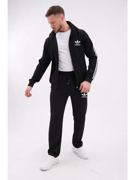 HN Fashion спортивный костюм на молнии Adidas, черный, фото 7