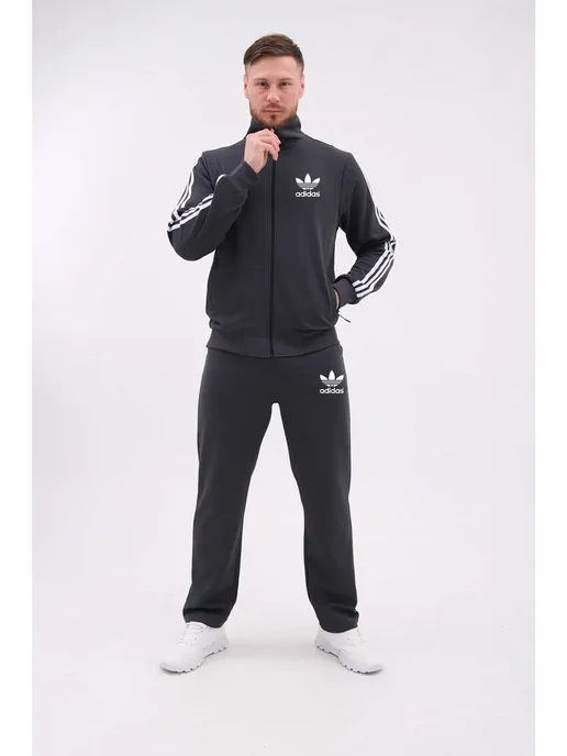 HN Fashion спортивный костюм на молнии Adidas, серый, фото 4