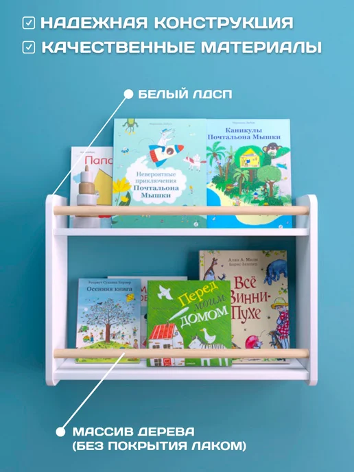 RuLes Полка настенная детская для книг, игрушек и декора, вариант, фото 2