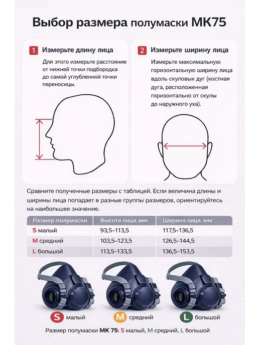 МК СИЗ Полумаска МК75 для сменных фильтров, размер L, синий, фото 7