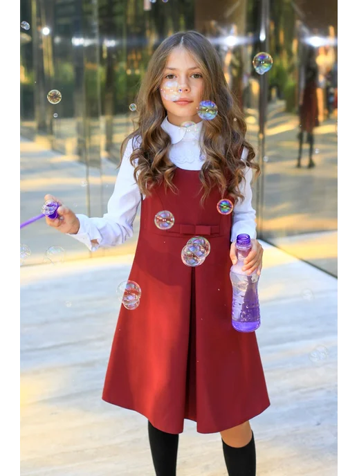 SchoolandStyle Бордовый сарафан школьный, красный, фото 2