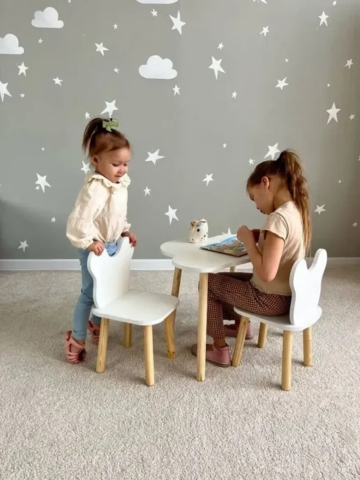 DIMDOMkids Стол детский Облако + 2 стула Мишка, вариант, фото 7