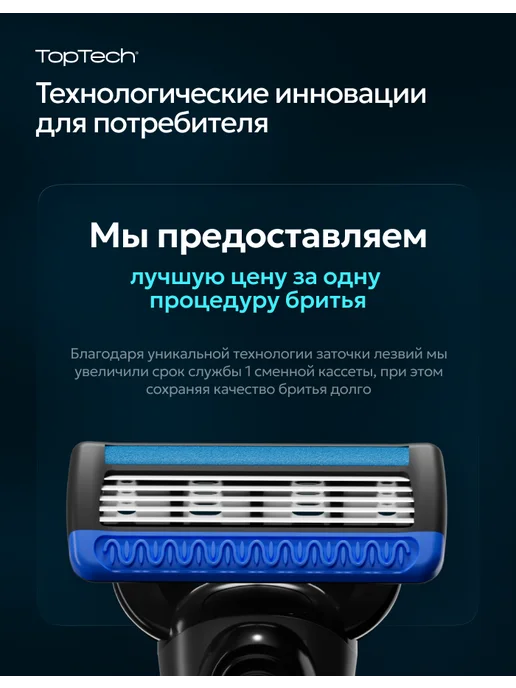toptech Бритва мужская + 9 сменные кассеты станок для бритья, 5 лезв…, вариант, фото 2