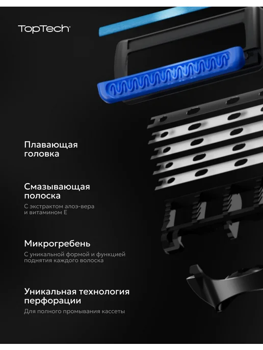 toptech Бритва мужская + 9 сменные кассеты станок для бритья, 5 лезв…, вариант, фото 3