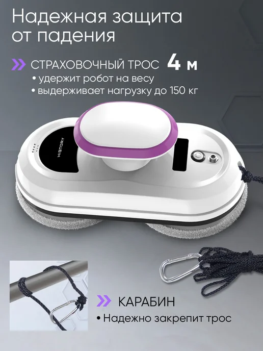 HiSTORY Робот для мытья окон СLW-1000 с 12 салфетками, белый, фото 7