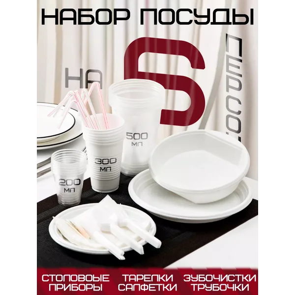 Набор одноразовой посуды на 6 персон