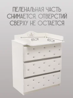комод детский пеленальный (ящики комода) DREAMAGUS. Цвет белый, белый шагрень. Вид 5.