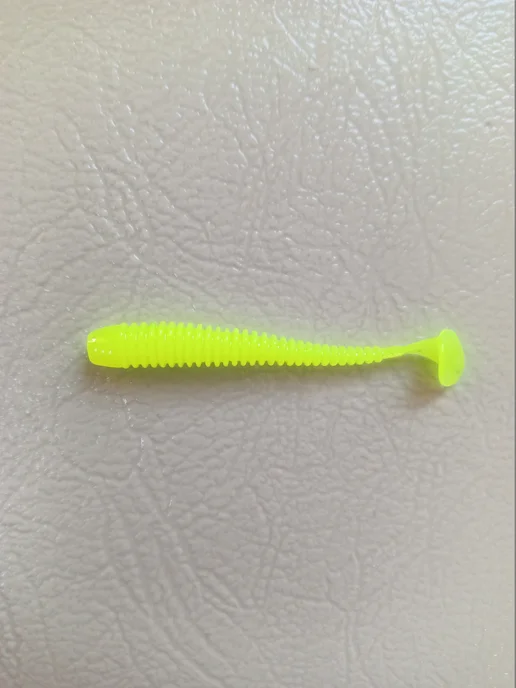Силиконовая приманка Ribbed Worm 53мм, 12шт уп Лимон, 12 шт, фото 6