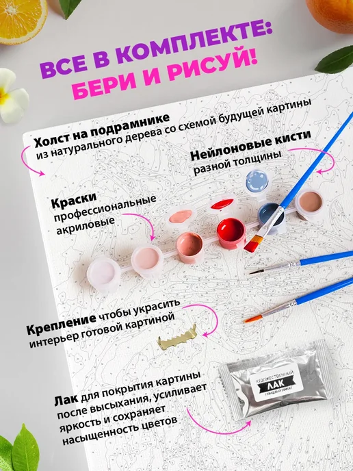 Art on Canvas Русские медведи Картина по номерам на холсте 40х50 см, 40x50 см, фото 6
