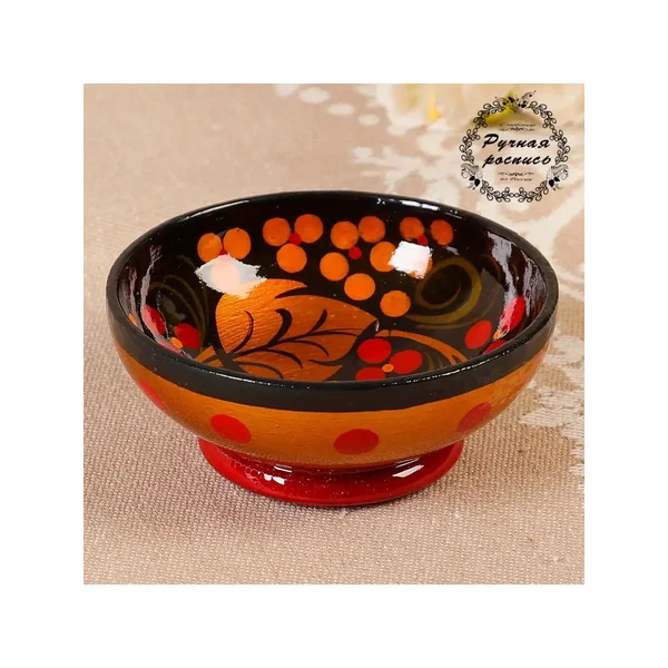 Солонка «Каравай», 8×3 см, хохлома