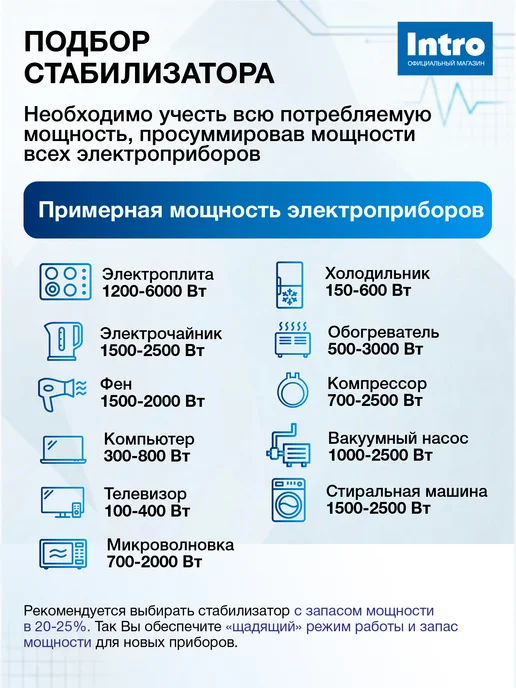 INTRO Стабилизатор напряжения 220в 1000вт компактный, 1000 Вт, фото 5