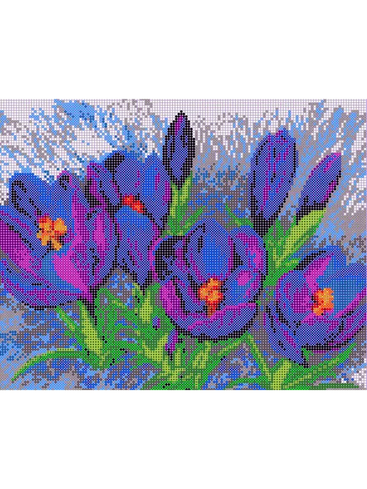 000 - ART- НАБОР ДЛЯ ВЫШИВАНИЯ КАРТИНЫ Основа для вышивания бисером "Первые цветы" 24х30, 24x30, фото 2